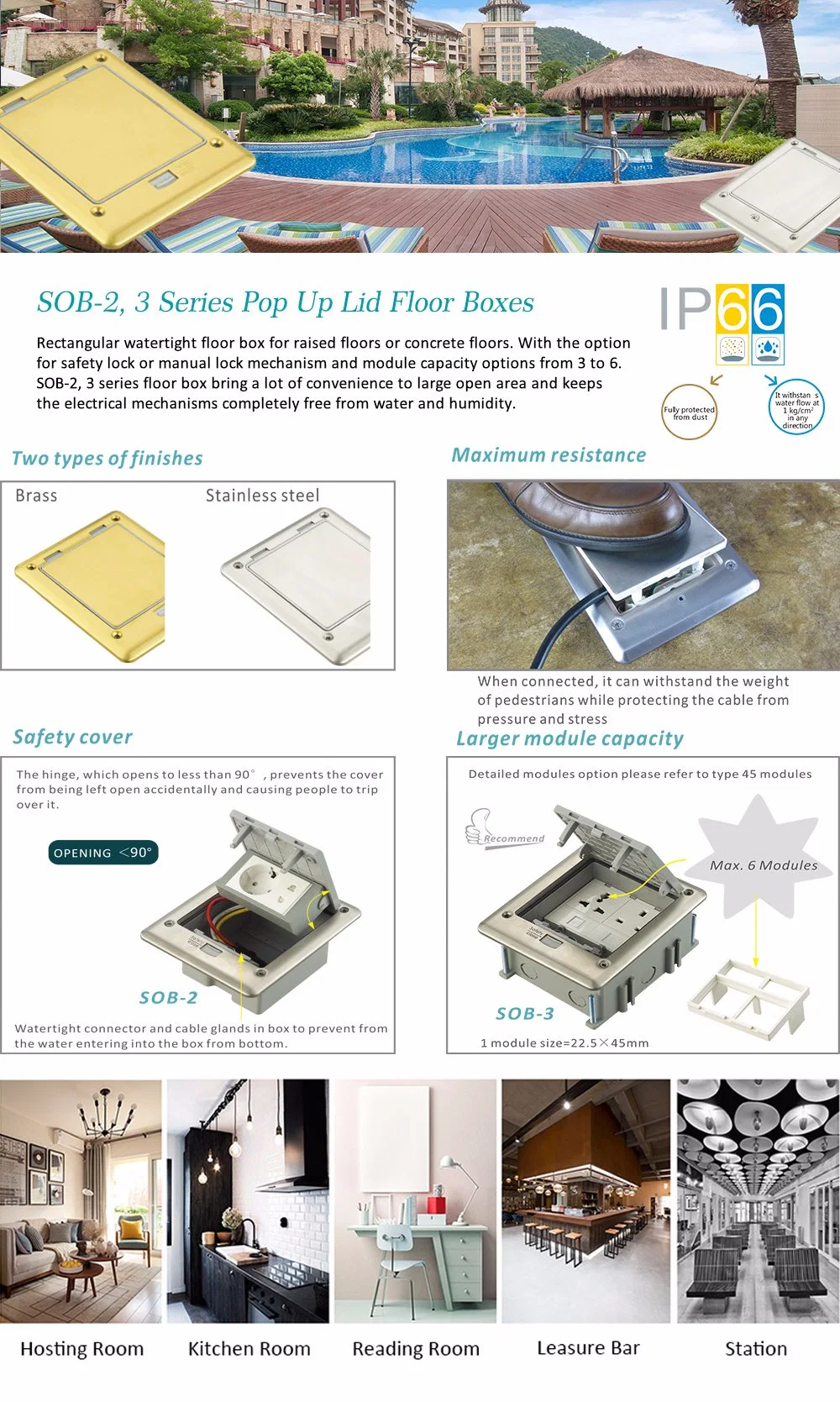 IP66 Outdoor Waterproof Instabus Eib Function Floor Socket Junction Box Outlet