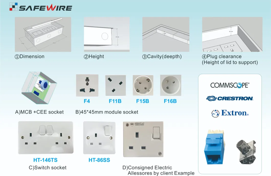 Socket Outlet Outdoor Box Floor Box Cavity Floor Boxes Underfloor Bottom Boxes Floor Socket Outlet