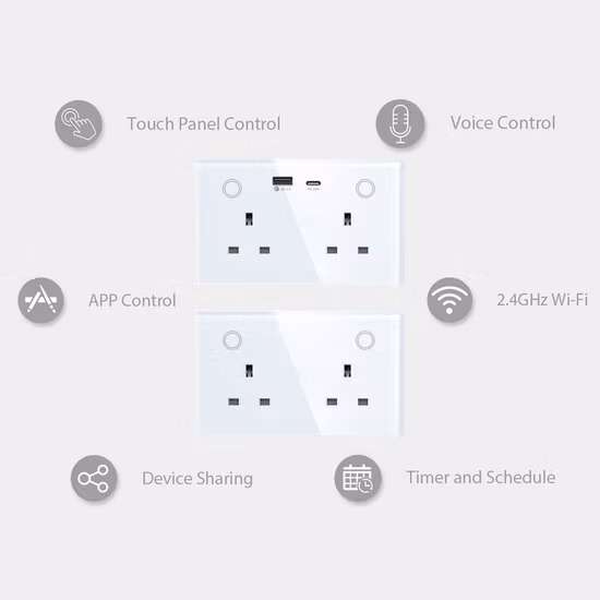 Presa a muro intelligente con telecomando WiFi con 2 USB